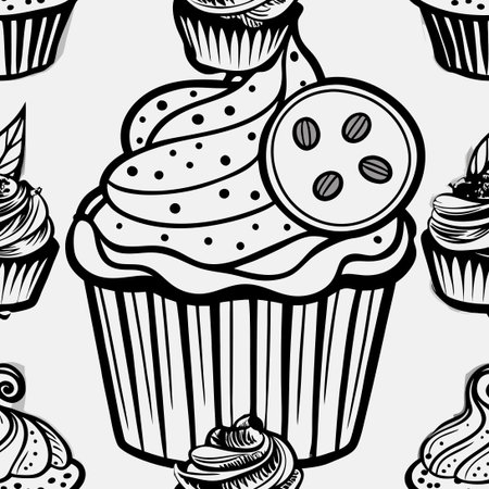 Detailed Vector Illustration of a Cupcake with Cookies and Cream Frostingのイラスト素材