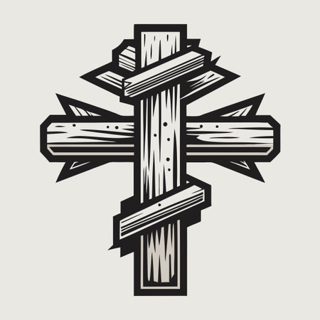 Monochrome Vintage Logo Featuring Intricate Crosswood Graphicのイラスト素材