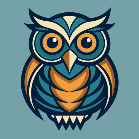 Vintage-Style Owl Vector Illustration with Simple Lines and Minimalist Designのイラスト素材