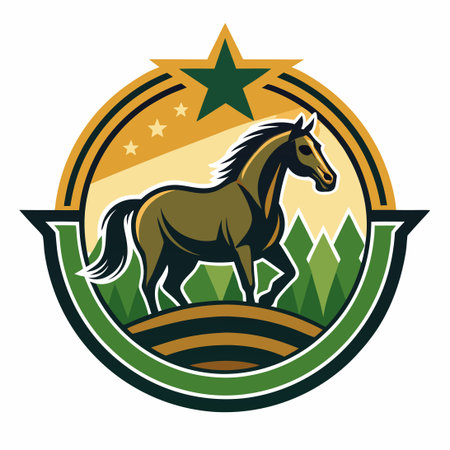 Vintage Horse Ranch Farm Logo: Timeless Charm for Your Equestrian Businessのイラスト素材