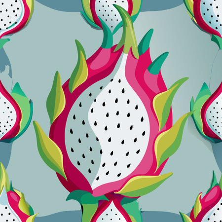 Hand-Drawn Dragon Fruit: A Vibrant and Tropical Fruit Illustrationのイラスト素材