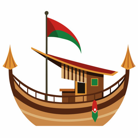 Intricate Artwork Depicting the Traditional Boat of the Emirati Peopleのイラスト素材