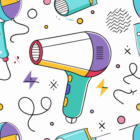 Hand-Drawn Line Illustration of a Hair Dryer in a Doodle Styleのイラスト素材