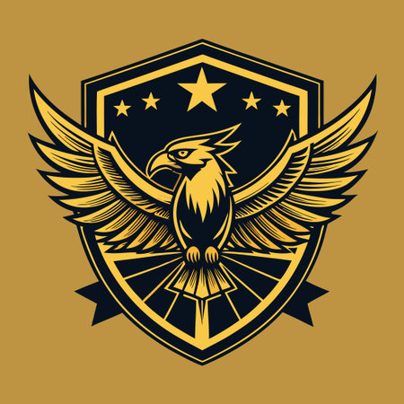 Vintage Silhouette Eagle Badge Logo in Elegant Style with Variationsのイラスト素材