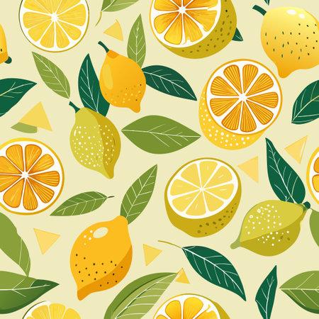 Delightful Hand-Drawn Scandinavian Lemon Pattern in a Minimalist Styleのイラスト素材