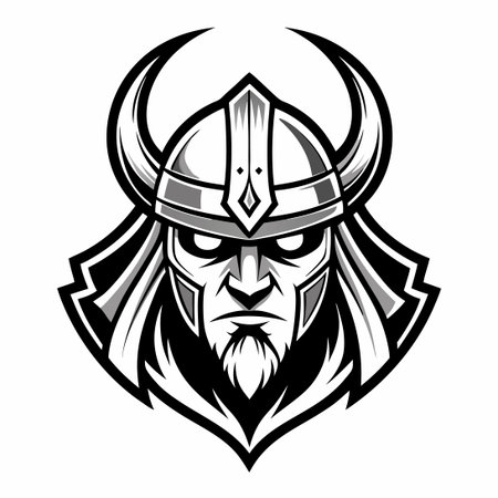 Esports-Inspired Viking Helmet Outline for Head and Faceのイラスト素材