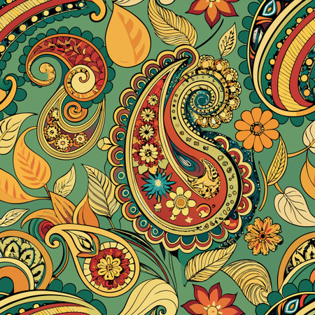 Seamless Vector Mandala Pattern Featuring Ornate Paisley Motifsのイラスト素材