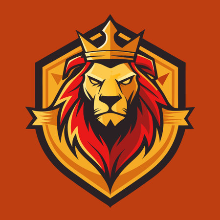 Vintage Lion King Badge Vector Logo Template for Designersのイラスト素材