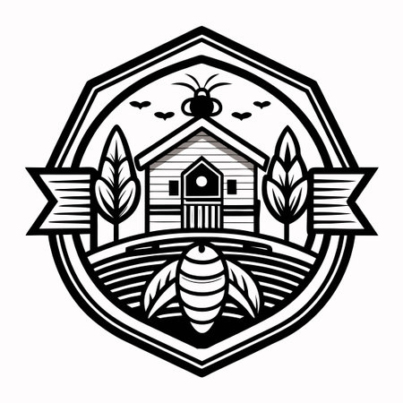 Retro Bee Badges for Honey Farm and Beekeepersのイラスト素材