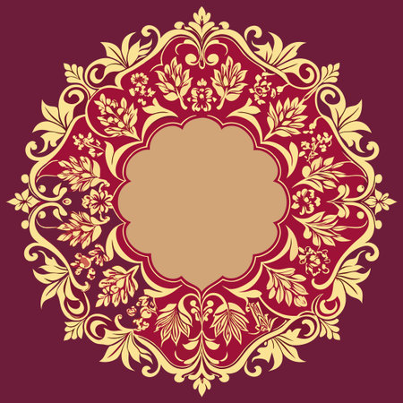 Elegant Damask Decorative Pattern Frame Design for Invitation Backgroundのイラスト素材