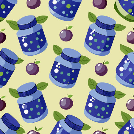 Vibrant Blueberry Jam Swirls in a Seamless Patternのイラスト素材