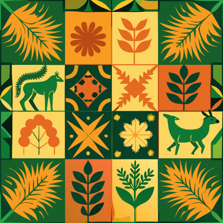 Set of Three Distinct Square Animal and Nature-Inspired Patterns in Vibrant Colors
