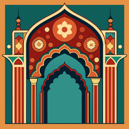 Intricate Turkish Decorative Ornament Adorning an Archway Gatewayのイラスト素材