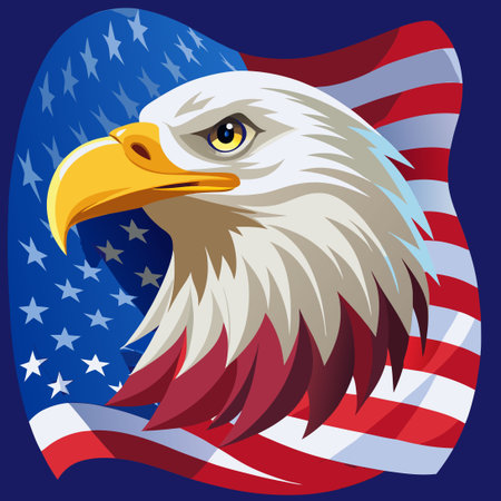 Majestic American Bald Eagle Painted with Stars and Stripes