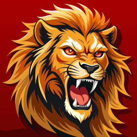 Ferocious Roar of an Enraged Male Lion in Majestic Poseのイラスト素材