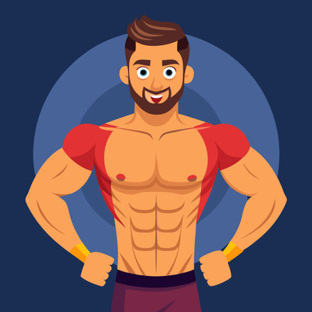 Muscular Male Fitness Model Showcasing Athletic Physique in a Striking Poseのイラスト素材