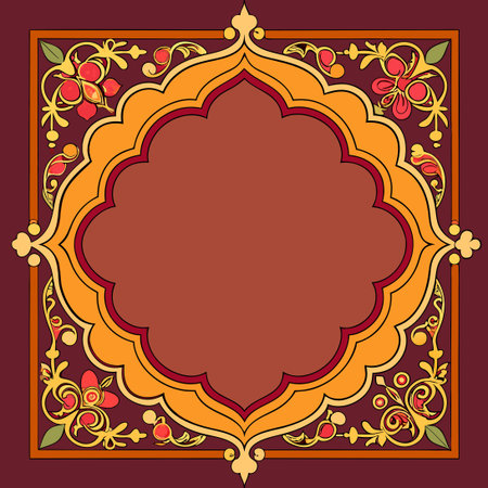 Ornate Ethnic Mughal Frame Design with Retro Vector Illustrationのイラスト素材