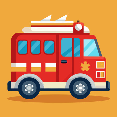 Hilarious Cartoon of a Red Fire Truck with Dalmatian Mascots