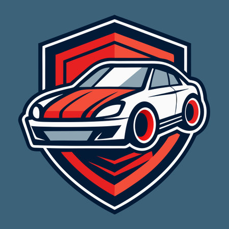 Solid-Colored Car Illustration with Bold Lines and Minimalist Designのイラスト素材