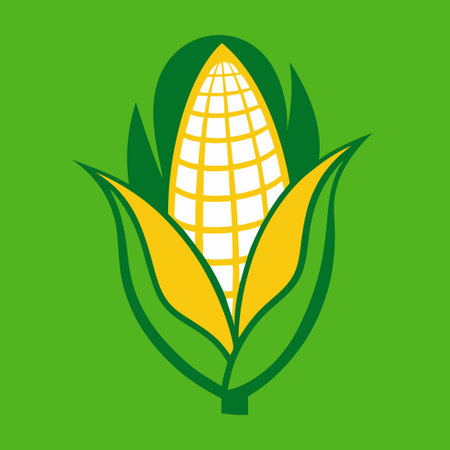 Vibrant Solid-Color Corn Logo Illustration