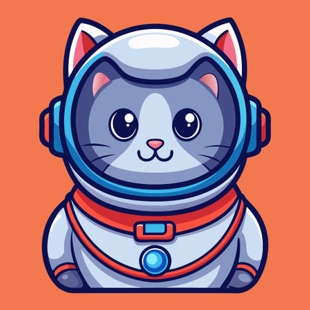 Astro-Cat Embarks on Cosmic Adventure in Vibrant Space Suitのイラスト素材
