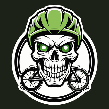 Skull-Themed BMX Logo Vector Illustration for Extreme Sports Enthusiastsのイラスト素材