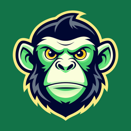 Vividly Colored Illustration of a Monkey Logo with Solid Backgroundのイラスト素材