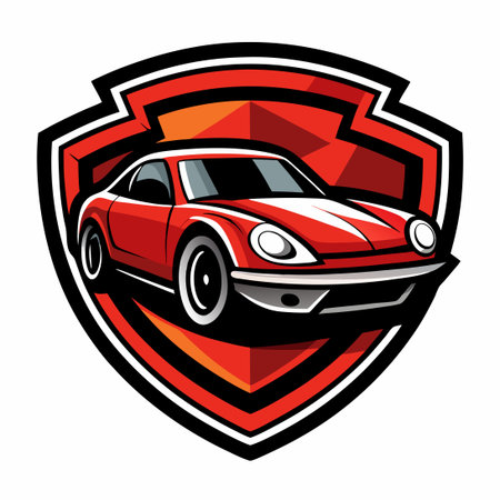Bold Car Logo Illustration Featuring Solid Color Schemeのイラスト素材