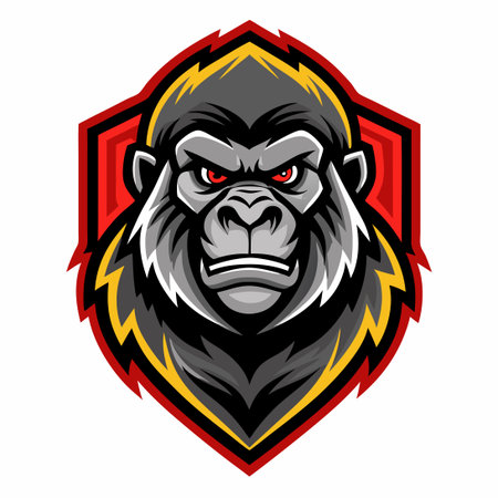 Abstract Solid Color Gorilla Illustration with Geometric Shapesのイラスト素材