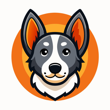 Vibrant and Artistic Illustration of a Dog's Face with a Playful Expressionのイラスト素材