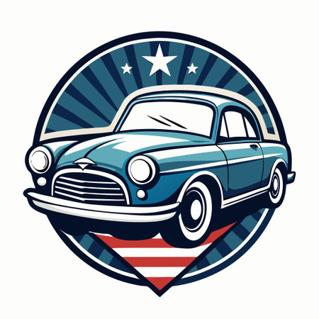 Nostalgic Emblem of a Classic Automobile from the Golden Eraのイラスト素材