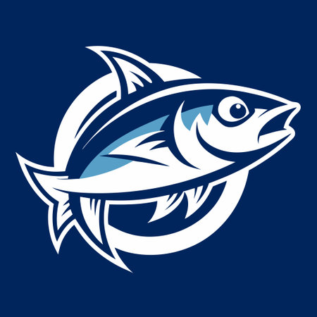 Simple Solid-Colored Illustration of a Fish in a Logo Styleのイラスト素材