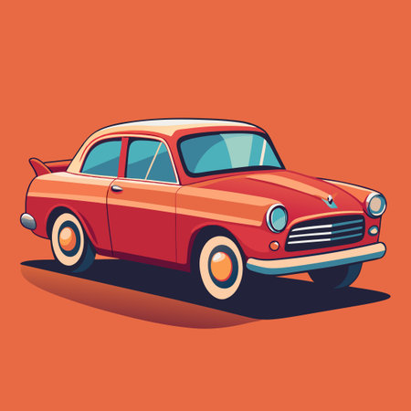Vibrant Retro Car Emblem on a Solid Color Backgroundのイラスト素材
