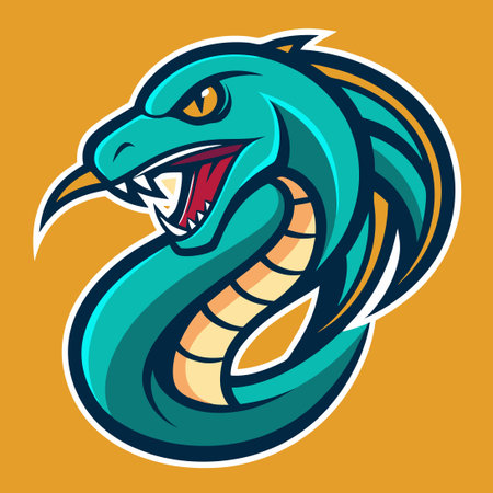 Solid Color Illustration Featuring a Detailed Snake Motifのイラスト素材