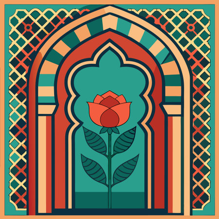 Intricate Moroccan Arch Floor Pattern with Ethnic Motifsのイラスト素材