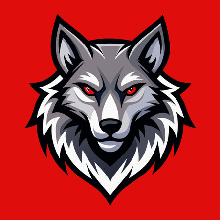Minimalistic Solid Color Illustration of a Howling Wolf