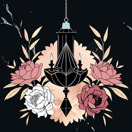 Elegant Wedding Invitation Featuring Black Marble Chandelier and Crystalsのイラスト素材