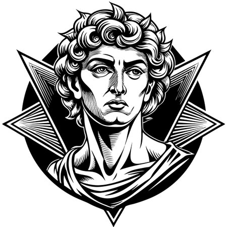 Intriguing Ancient Cover or Poster Concepts with Classical Artistic Elementsのイラスト素材