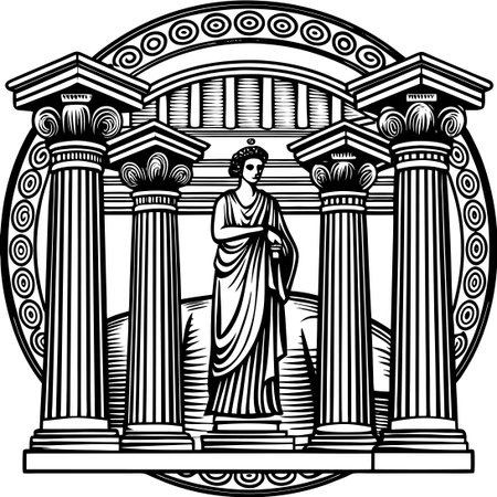 Ancient Greek Mythology Coloring Pages Featuring Hand-Drawn Illustrationsのイラスト素材