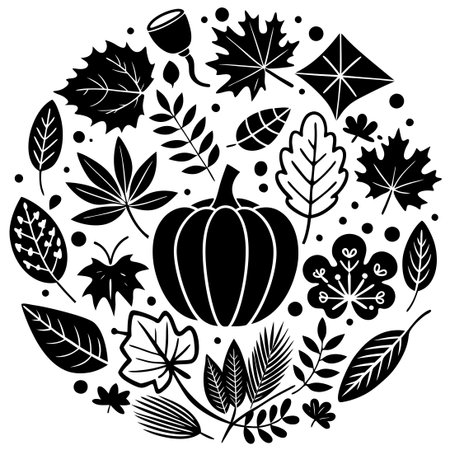 Doodle-Style Autumn Icons Adorn Autumnal Greeting Cardのイラスト素材