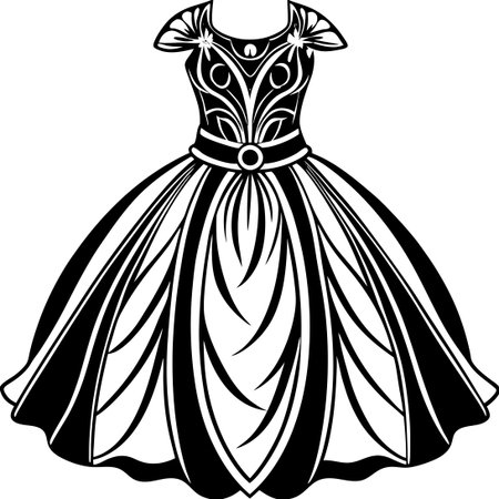 Exquisite Vector Illustration of a Stunning Dress with Intricate Detailsのイラスト素材