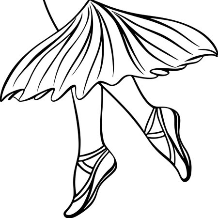 Graceful Ballerina's Feet Captured in a Single Continuous Lineのイラスト素材