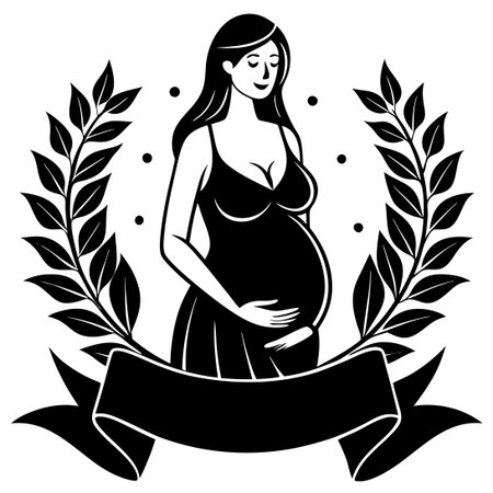Enchanting Banner or Poster Featuring a Radiantly Pregnant Womanのイラスト素材