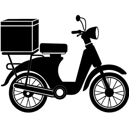 Silhouette of a Bicycle and Moped Used for Food Delivery Servicesのイラスト素材