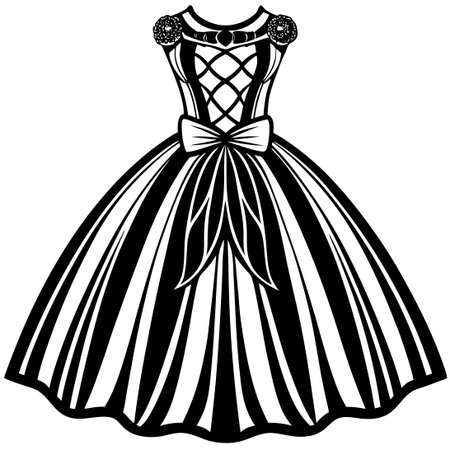 Stunning Vector Illustration of an Exquisite Dress with Intricate Detailsのイラスト素材