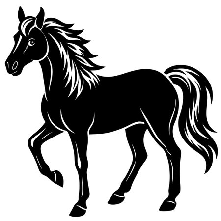 Majestic Black Horse Silhouettes Leaping in Freedomのイラスト素材