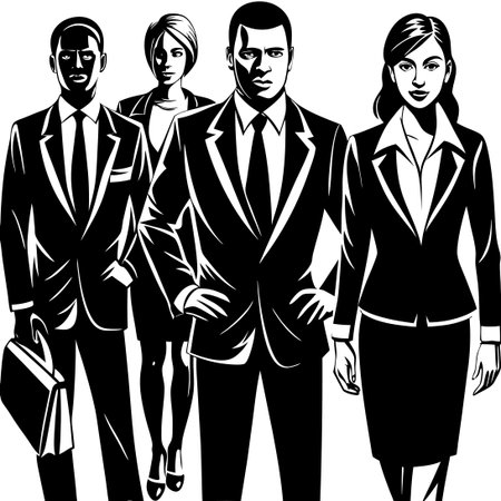 Professional and Diverse Business People Silhouettes Vector Graphicのイラスト素材