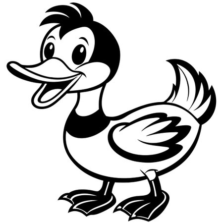 Playful Cartoon Duck Character in Vector Formatのイラスト素材