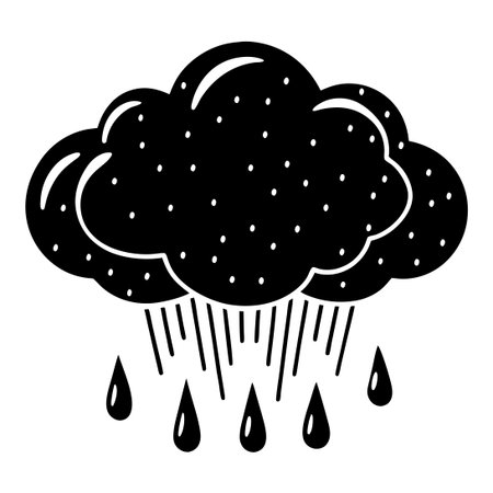 Flat Style Cartoon Cloud in Rain and Snow With Gradient Backgroundのイラスト素材