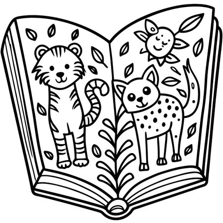 Creative Coloring Book Pages for Kids: Enchanting Hand-Drawn Designs for Young Artistsのイラスト素材